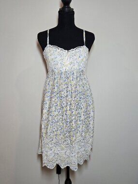 Joie Floral silk blend midi spaghetti strap scalloped hem dress womens XS